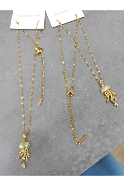 stainless steell GOLD RENK DENİZANASI KOLYE