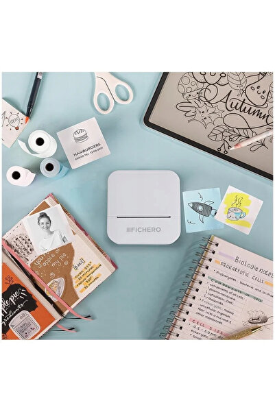 Gonga Fichero Mini Pocket USB-C digital label printer + 3 rolls of self-adhesive labels, Gonga® White