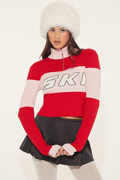 Forever 21 Yazılı Yarım Yaka Kazak