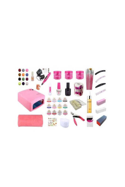 Cosmeticos Kit unghii false: geluri base one, lampă, tăietor - PREMIUM