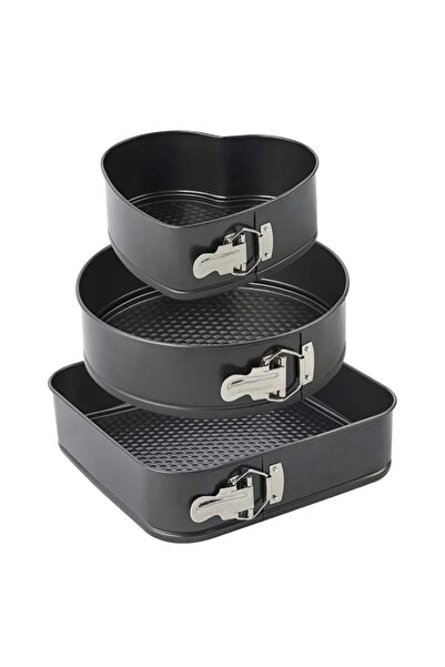 Gonga Set de 3 forme pentru copt, baza detasabila, inima, forma rotunda si pa...