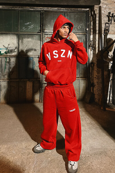 CLASSY.MODA 3 Thread K Hooded Tracksuit Set V S Z N Letter B Printed Kangaroo Pocket, Casual O Oversized Design