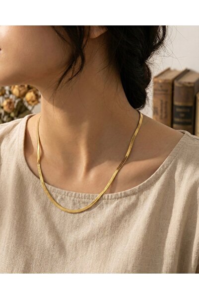 Tasarım قلادة زيميرا الذهبية الإيطالية بسلسلة ثعبان من الفولاذ - موديل مسطح ل...