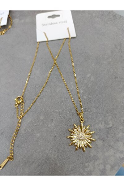 stainless steell PAPATYA ÇİÇEK ÇELİK KOLYE