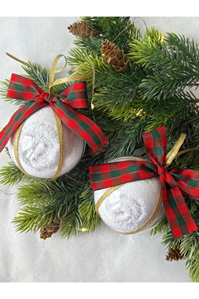 S&R 2 Pieces Christmas Gift Towel Globe Decor with Gold Plaid Ribbon