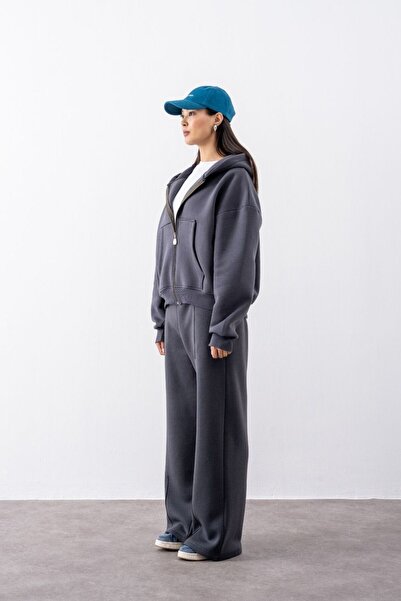 gothamvibes Γυναικείο Chill Φαρδύ Φούτερ Ανθρακί Φούτερ