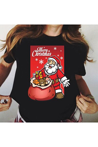 OEM 100% Cotton T-shirt Black - Santa with Gifts