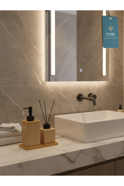 YNSK Luxury |   Lotion |   Luxury Bathroom Set, Ceramic Liquid Soap Dispenser, Ceramic Room Fragrance Bottle, Bamboo Tray