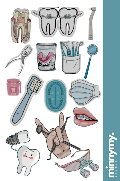 Minnymy Dentıst Collection Sticker, Çıkartma, Ajanda, Günlük, Planlayıcı, Bul...