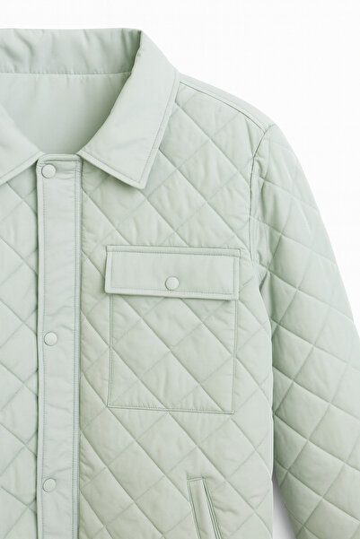 FREZZBİ Regular Fit Shirt Collar Zippered Snap Fastener Quilted Jacket