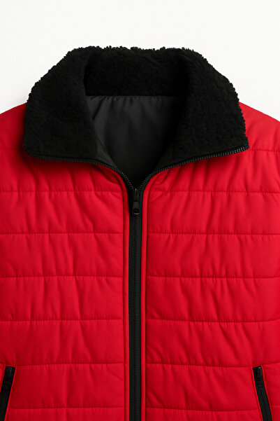 FREZZBİ Quilted Coat with Fur Collar