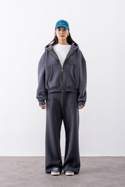 gothamvibes Γυναικείο Chill Φαρδύ Φούτερ Ανθρακί Φούτερ