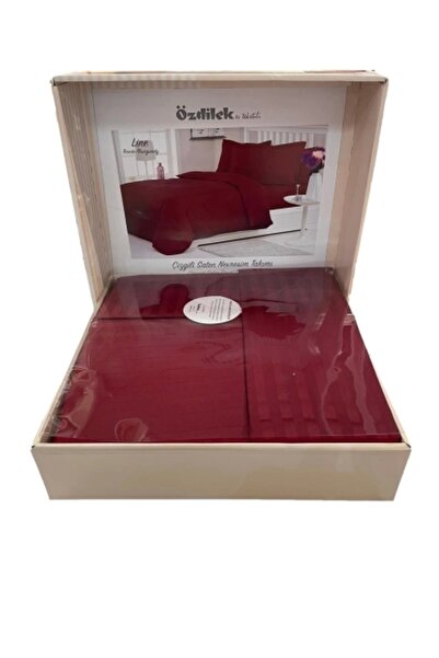 Özdilek Nevresim Takımı Saten Çift Kişilik M.Bordo Line (Y)