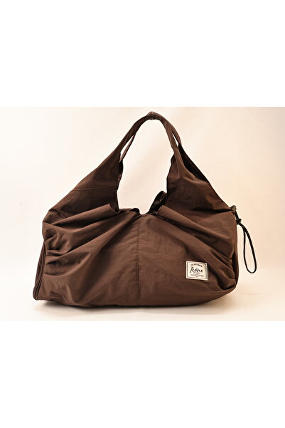 ICONE BAG Icone Zipper Closure, Yoga, Fitness Gym Saddlebag Pleated Sports Shoulder Bag Brown