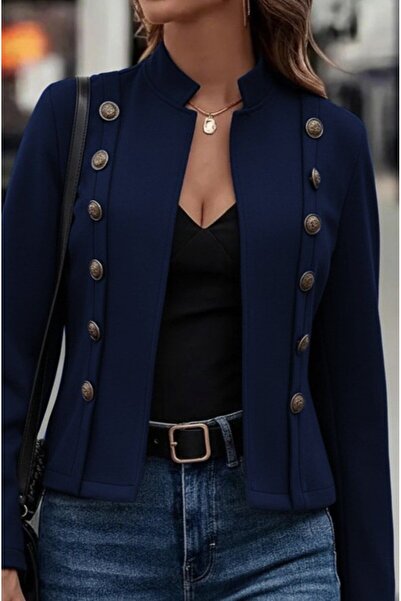 JANES Women's Long Sleeve High Collar Short Suede Jacket with Buttons on the ...