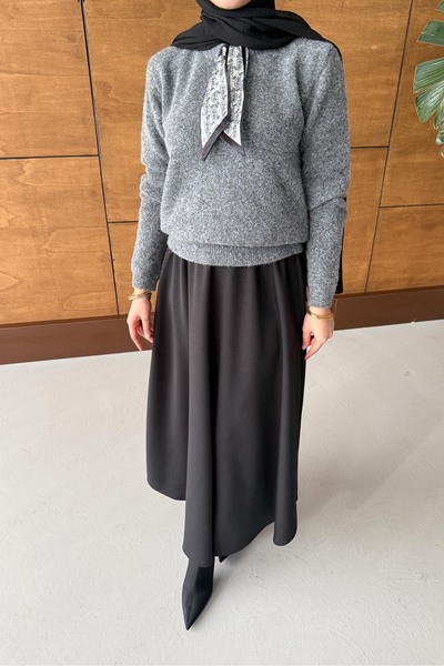 Rimel Moda Espana Shawl Knitwear Tunic Anthracite