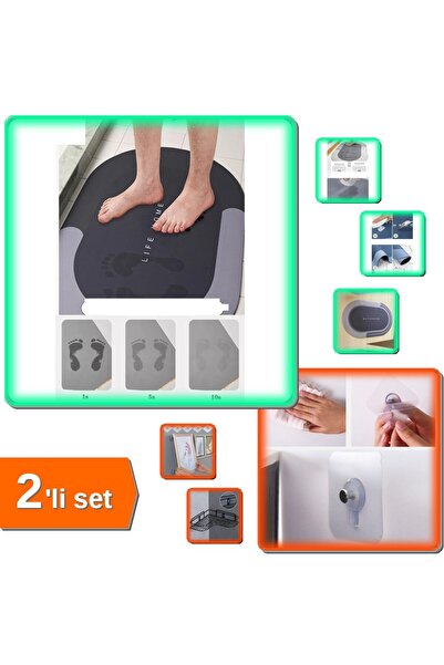 HerEveOyuncak Sihirli Su Emici Kaydırmaz Banyo Paspası + 5 Adet Yapışkanlı Ba...