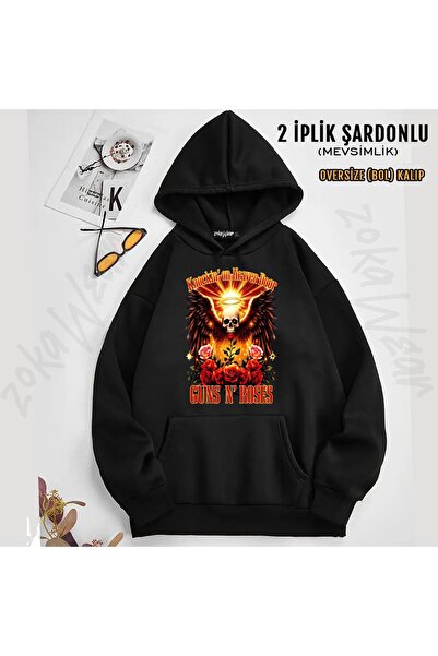 ZOKAWEAR سويت شيرت Guns N Roses v54 مطبوع بغطاء رأس (خيطين)