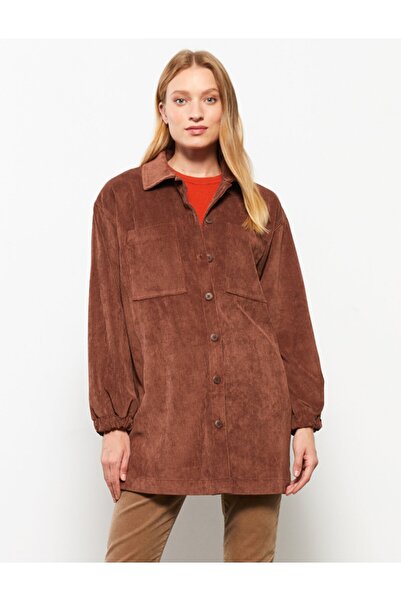 GÜLÇİNCE Lcw Velvet Shacket Brown Women's Jacket