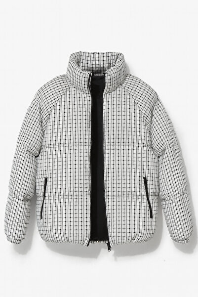 FREZZBİ Men's Lined Water and Windproof Mock Neck Printed Puffer Jacket