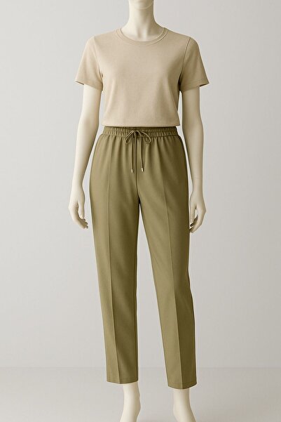 memetti m şekil Women's Plus Size Light Green Carrot Leg Pants