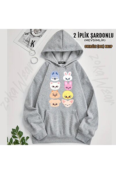 ZOKAWEAR سترة Stray Kids Skzoo v4 مطبوع بغطاء رأس (2 خيط)