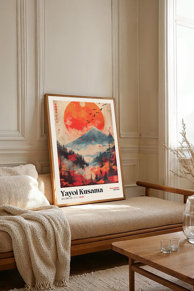 Dekorsiahome Tek Parça Ahşap Çerçeveli Yayoi Kusama Tabloları TK2521