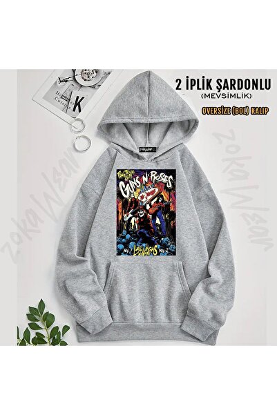 ZOKAWEAR Guns N Roses V33 Printed Hooded Sweatshirt (2 Thread)