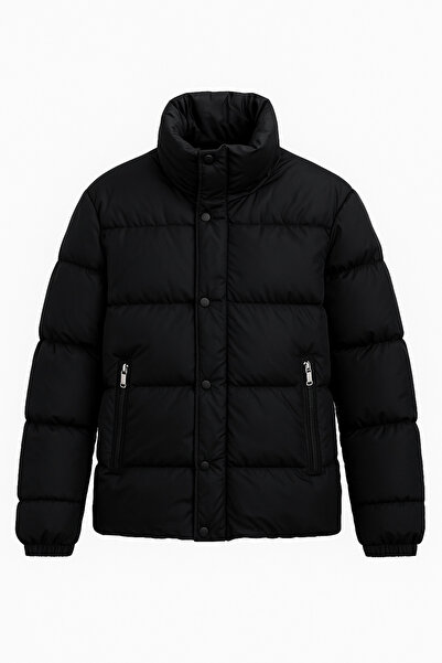 FREZZBİ Men's Lined Waterproof and Windproof Mock Neck Puffer Jacket