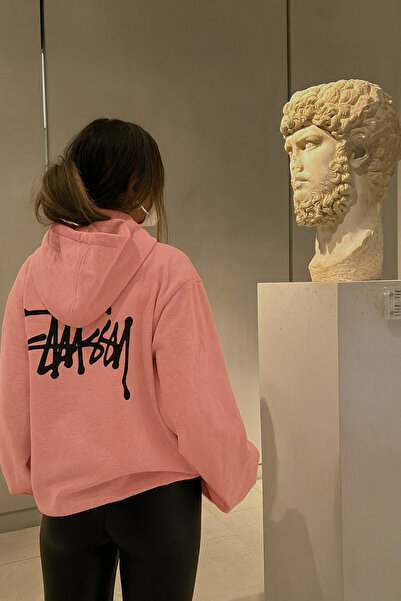 CLASSY.MODA Unisex 3 Thread Thick Fabric Back B Printed K Hooded Casual O Oversized Hoodie with Kangaroo Pocket