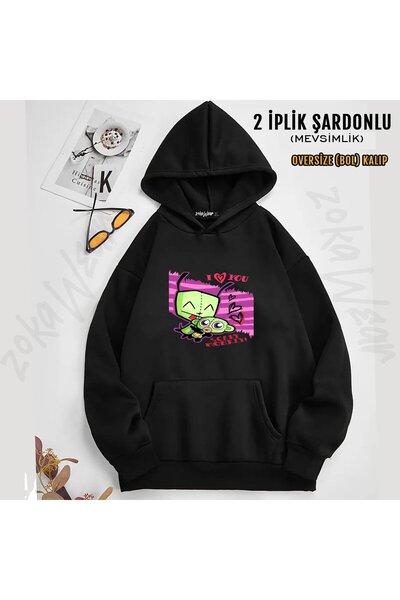 ZOKAWEAR Φούτερ Invader Zim v19 με τύπωμα με κουκούλα (2 νήματα)