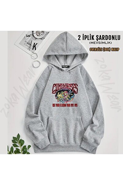 ZOKAWEAR Guns N Roses V49 Printed Hooded Sweatshirt (2 Thread)