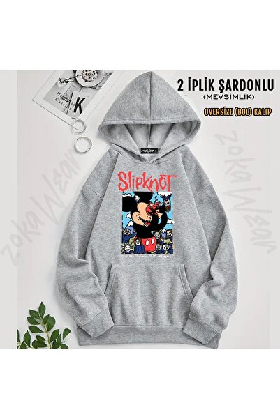 ZOKAWEAR سويت شيرت Slipknot v34 مطبوع بغطاء رأس (خيطين)