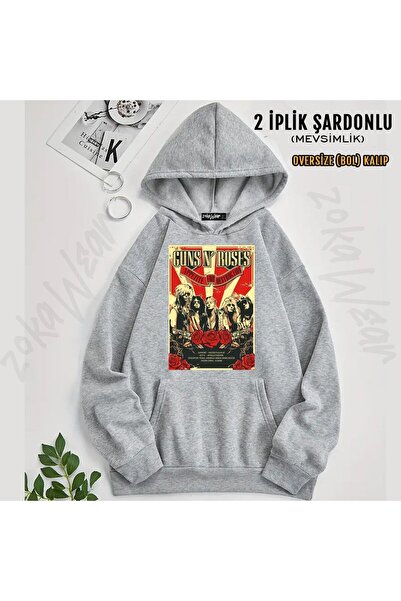 ZOKAWEAR سويت شيرت Guns N Roses v55 مطبوع بغطاء رأس (خيطين)