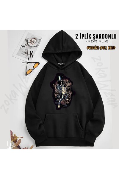 ZOKAWEAR سويت شيرت Guns N Roses v4 مطبوع بغطاء رأس (2 خيط)