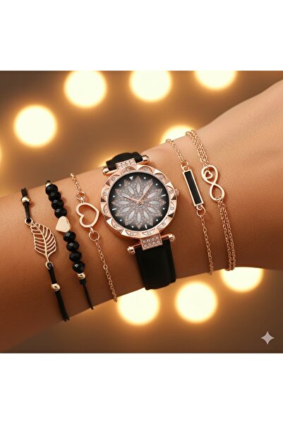 Feronnucci Kadın Deri Kordonlu Analog Kol Saati Bileklik Seti + KUTULU B213