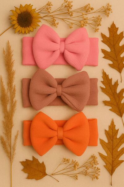 Pico Baby Baby Girl & Child Bow Bandana Set of 3 (Pink/Dusty Rose/Salmon)
