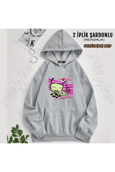 ZOKAWEAR Invader Zim V19 Printed Hooded Sweatshirt (2 Thread)