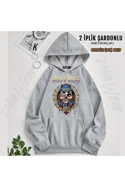ZOKAWEAR Guns N' Roses v50 Суитшърт с качулка и печат (2-слоен)
