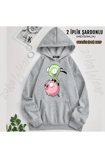 ZOKAWEAR Φούτερ Invader Zim v6 με τύπωμα με κουκούλα (2 νήματα)