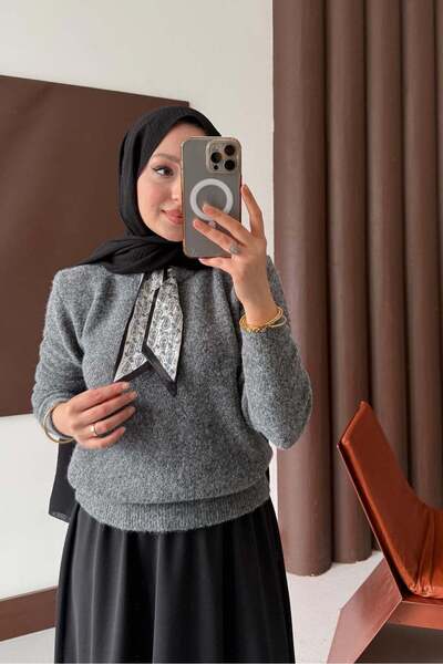 Rimel Moda Espana Shawl Knitwear Tunic Anthracite