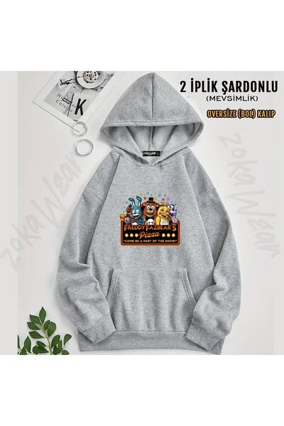 ZOKAWEAR Fnaf Five Nights v9 Принтирана суитшърт с качулка (2 нишки)