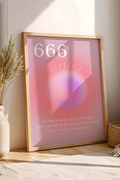 Saturn Angel No 666 Pictură înrămată cu ramă cu numere de înger care reflectă...