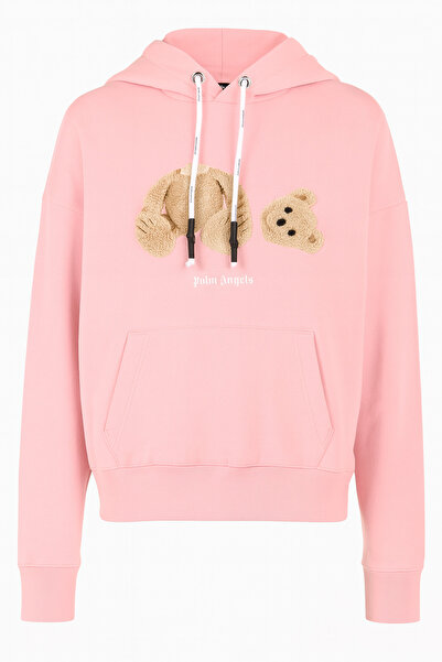CLASSY.MODA 3-Thread Hooded Kangaroo Pockets, Plush Bear Cutout Printed Modern Casual Hoodie