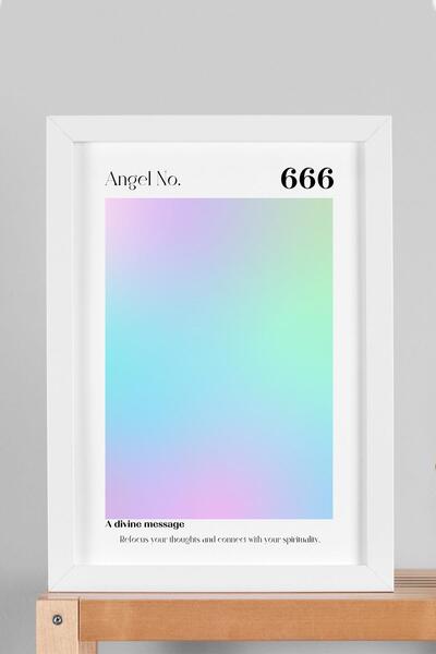 Saturn Angel No 666 Pictură înrămată cu ramă cu numere de înger care reflectă...