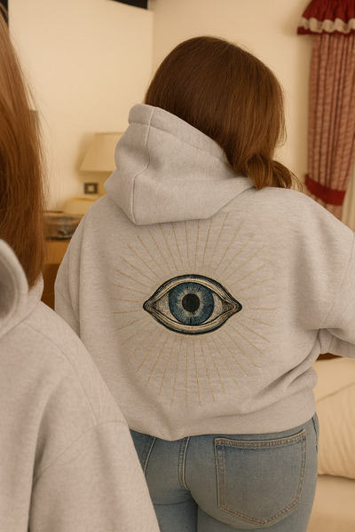 CLASSY.MODA Hanorac supradimensionat cu 3 buzunare tip cangur, cu imprimeu oc...