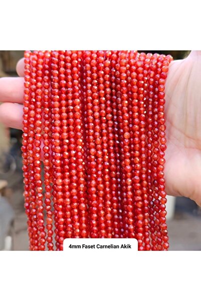 %100 Orijinal Kristal Kesim Carnelian Akik 4 MM 1 Dize