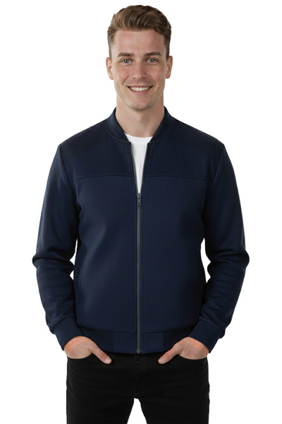 DeepSEA Ανδρικό μπουφάν με φερμουάρ σε μπλε ναυτικό χρώμα – ελαφρύ Slim Premium Coat 2504334