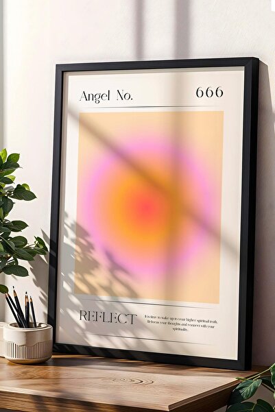 Saturn Angel No 666 Pictură înrămată cu ramă cu numere de înger care reflectă...