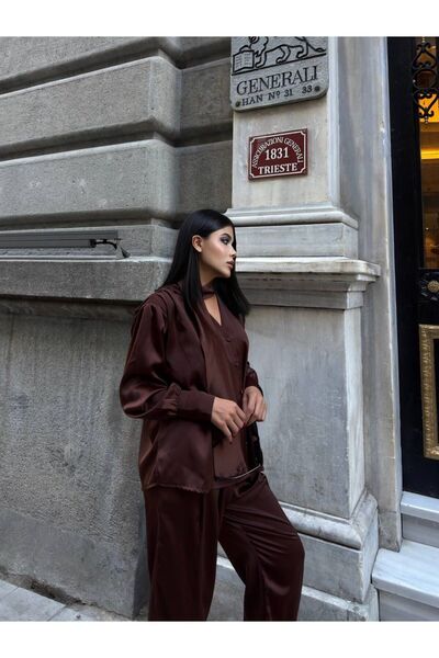 Femaura Bottom-Top Set - Fm0144 Model Flor Detailed Satin Women's Bottom-Top Set